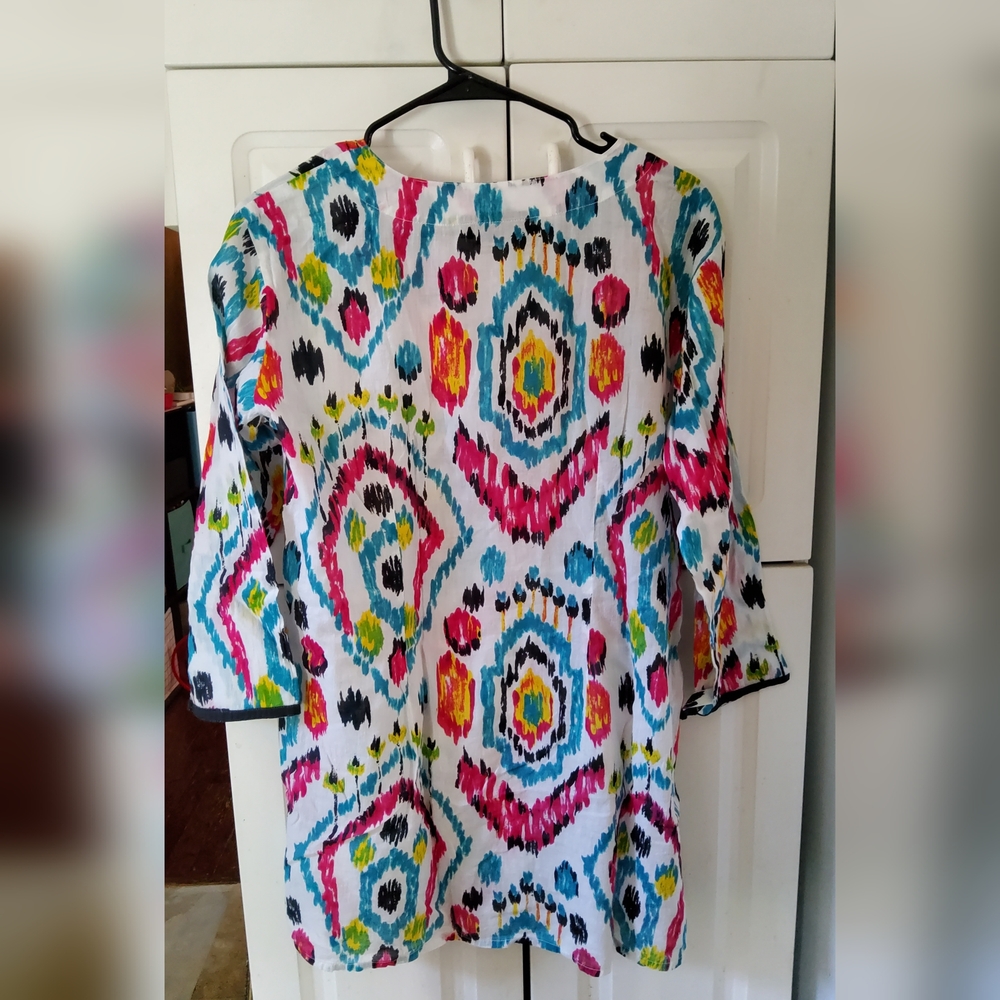 Colorful Kiki Sol  Ikat Print Women's Tunic - Picture 6 of 6